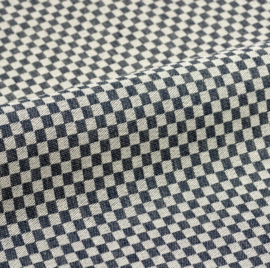 Bunzlau Tea Towel - Small Check Dark Blue