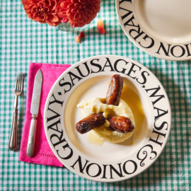 Emma Bridgewater Black Toast Sausages & Onion Gravy 10 1/2 Inch Platee