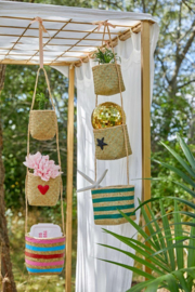Rice Seagrass Hanging Storage Baskets with Star