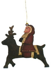 Meander Hanger Santa op Rendier -metaal-