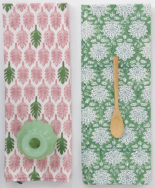 Rozablue Theedoek Curry Leaves roza