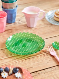 Rice Acrylic  Cake Plate - Green Dots