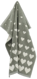 Bunzlau Kitchen Towel Hearts Dark Green