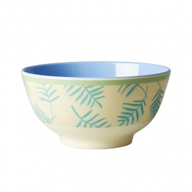 Rice Melamine Bowl Two Tone with Palm Leave Print