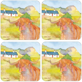 Emma Ball Coasters - Highland Cow - set of 4