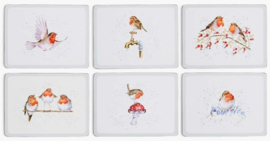 Wrendale Designs Placemats 'Festive Friends' Robin - Set of 6 -small size-