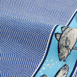 Bunzlau Tea Towel - Fish Royal Blue