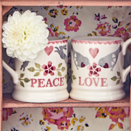 Emma Bridgewater Lovebirds Set Of 2 1/2 Pint Mugs