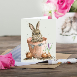 Wrendale Designs 'Flower Pot Bunny' Rabbit - miniature card