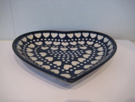 Bunzlau Heart Shape Dish Blue Valentine