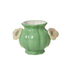 Rice Ceramic Vase with Clover - Green