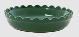 Rice Small Stoneware Pie Dish in Forrest Green