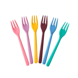 Rice Melamine Cake Forks - Assorted 'Dance it Out' Colors - Bundle of 6