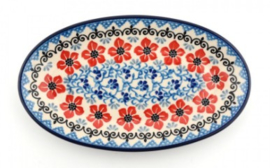 Bunzlau Oval Cookie Dish Red Violets