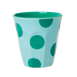 Rice Medium Melamine Cup - Mint with Green Dots Print