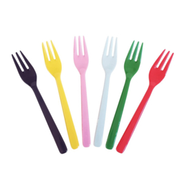 Rice Melamine Cake Forks - Assorted 'Favorite' Colors - Bundle of 6