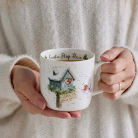 Wrendale Designs 'Santa Stop Here' Robin Mug