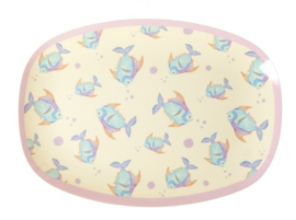 Rice Melamine Rectangular Plate - Fish Print