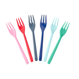 Rice Melamine Cake Forks - Assorted 'Believe in Red Lipstick' Colors - Bundle of 6