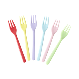 Rice Melamine Cake Forks - Assorted 'YIPPIE YIPPIE YEAH' Colors - Bundle of 6