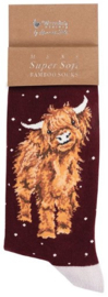 Wrendale Designs Socks 'A Highland Christmas' Highland Cow - Heren maat 41–46
