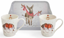 Wrendale Designs 'Winter Friends' Two Mug & Tray Set -kerst-