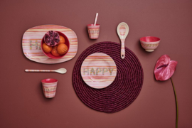 Rice Melamine Salad Spoon Happy Pink Print - 'Believe in Red Lipstick'