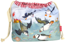 Emma Ball Drawstring Bag - Diving Puffins