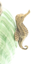 Meander Porseleinen Pot met Deksel - Groene Schelp - Brons