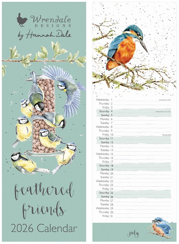 Wrendale Designs 'Feathered Friends' Slim Calendar 2026
