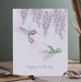 Wrendale Designs 'Wisteria Wishes' Humming Bird Birthday Card