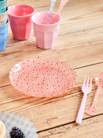 Rice Acrylic  Cake Plate - Pink Hearts