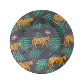Rice Melamine Side Plate with Leopard and Leaves Print -bord met rand-