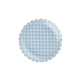 Rice Acrylic  Cake Plate - Soft Blue Check