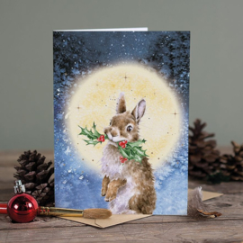 Wrendale Designs 'By the Light of the Moon' Rabbit Christmas Card