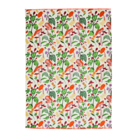 Rice Tea Towel - Mushroom Print - Neon Piping