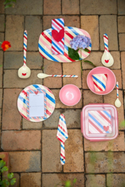 Rice Melamine Side Plate with Candy Stripes Print -bord met rand-