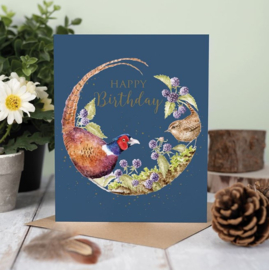 Wrendale Designs 'Through the Brambles' Pheasant and Wren Birthday Card
