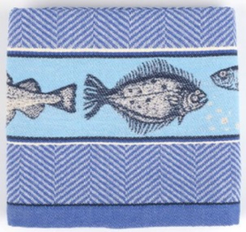 Bunzlau Tea Towel - Fish Royal Blue