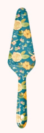 Rice Melamine Cake Server Selma's Fall Flower Print 'Believe in Red Lipstick'