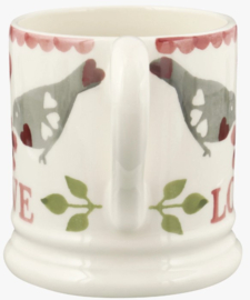 Emma Bridgewater Lovebirds Set Of 2 1/2 Pint Mugs