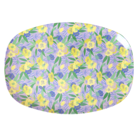 Rice Melamine Rectangular Plate - Fancy Pansy Print