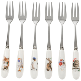 Wrendale Designs Pastry Forks 'Xmas' Animals - Set of 6