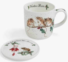 Wrendale Designs 'Winter Mice' Mug & Coaster Set