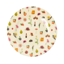 Rice Melamine Side Plate with Lipstick Fall Print -bord met rand-