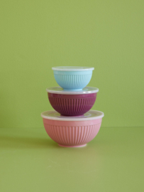 Rice Ceramic Bowls - Pink, Aubergine & Mint - Set van 3