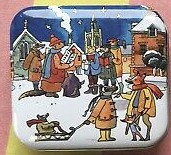 Emma Bridgewater Winter Scene Hinged Lid Square Pocket Tin -per stuk-