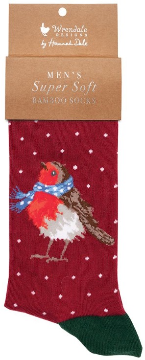 Wrendale Designs Socks 'Season's Tweetings' Robin - Heren maat 41–46