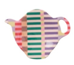 Rice Melamine Tea Bag Plate in Summer Stripes Print - 'Let's Summer'