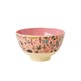 Rice Small Melamine Bowl - Two Tone - Coral Jungle Print *vernieuwd model*